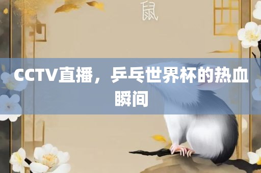 CCTV直播，乒乓世界杯的热血瞬间