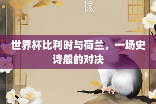 世界杯比利时与荷兰，一场史诗般的对决