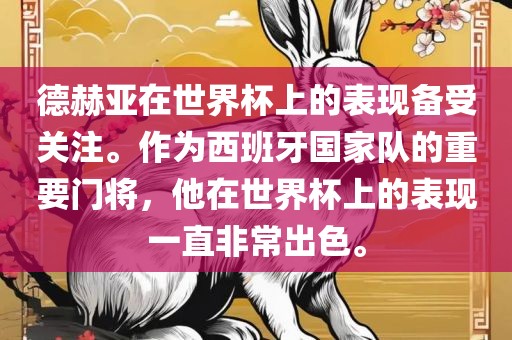 德赫亚在世界杯上的表现备受关注。作为西班牙国家队的重要门将，他在世界杯上眉山市正发家政服务有限公司的表现一直非常出色。