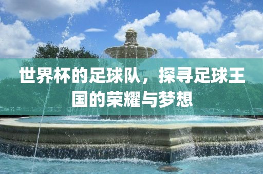 世界杯的足球队，探寻足球王国的荣耀与梦想眉山市正发家政服务有限公司