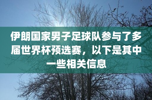 伊朗国家男子足球队参与了多届世界杯预选赛，以下是其中一些相关信息