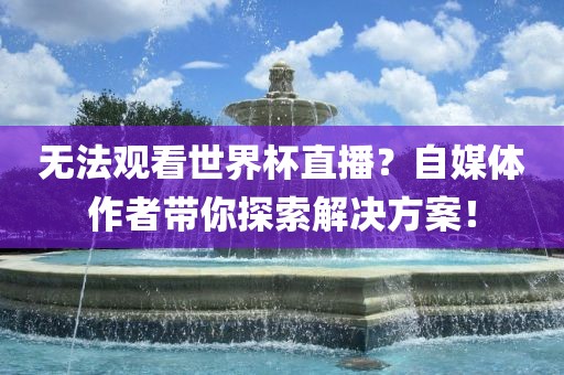 无法观看世界杯直播？自媒体作者带你探索解决方案！眉山市正发家政服务有限公司