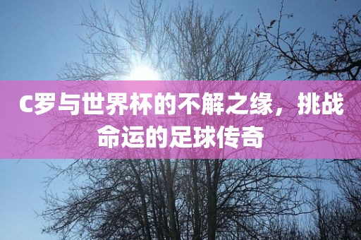 C罗与世界杯的不解之缘，挑战命运的足球传奇眉山市正发家政服务有限公司