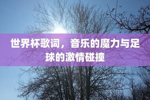 世界杯歌词，音乐的魔力与足球的激情碰撞眉山市正发家政服务有限公司