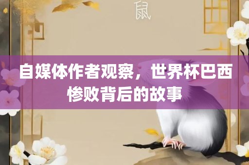 自媒体作者观察，世界杯巴西惨败背后的故事眉山市正发家政服务有限公司