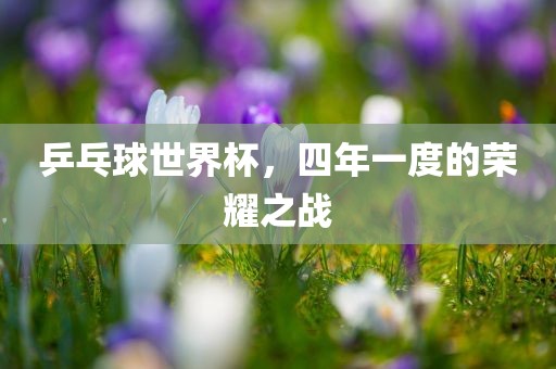 乒乓球世界杯，四年一度的荣耀之战