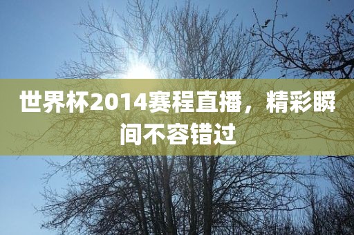 世界杯2014赛程直播，精彩瞬间不容错过眉山市正发家政服务有限公司