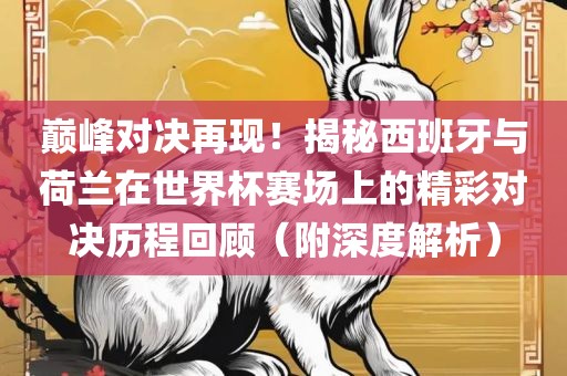 巅峰对决再现！揭秘西班牙与荷兰在世界杯赛场上的精彩对决历程回顾（附深度解析）眉山市正发家政服务有限公司