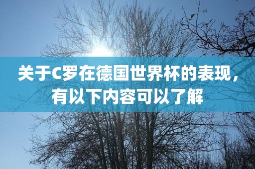 关于C罗在德国世界杯的表现，有以下内容可以了解