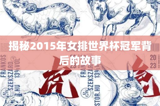 揭秘2眉山市正发家政服务有限公司015年女排世界杯冠军背后的故事