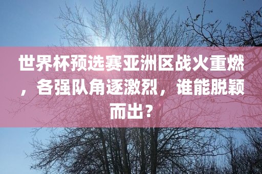 世界杯预选赛亚洲区战火重燃，各强队角逐激烈，谁能脱颖而出？